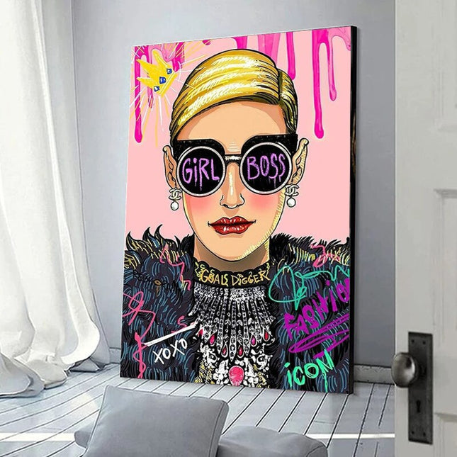 ChandelierDecor - Pink Boss Girl Canvas Wall Art
