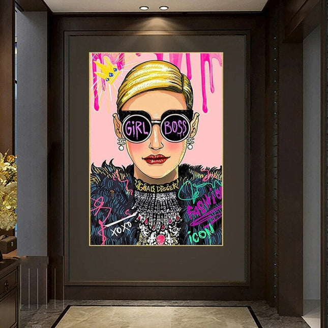 ChandelierDecor - Pink Boss Girl Canvas Wall Art