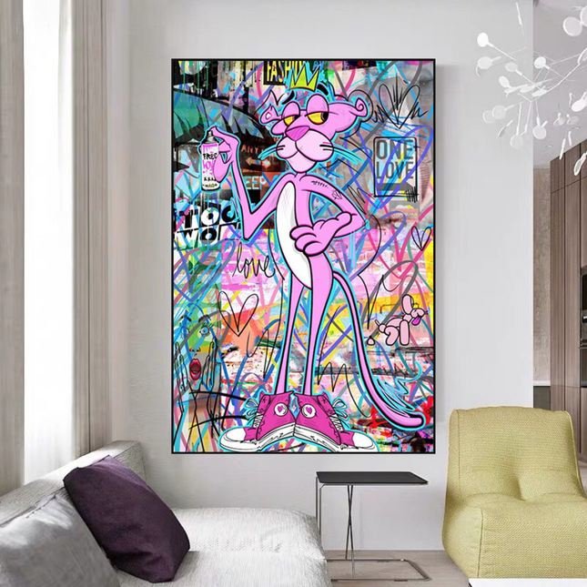 ChandelierDecor - Pink Panther Poster - Vibrant Whimsical Canvas