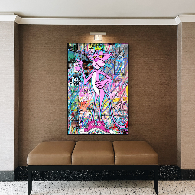 ChandelierDecor - Pink Panther Poster - Vibrant Whimsical Canvas