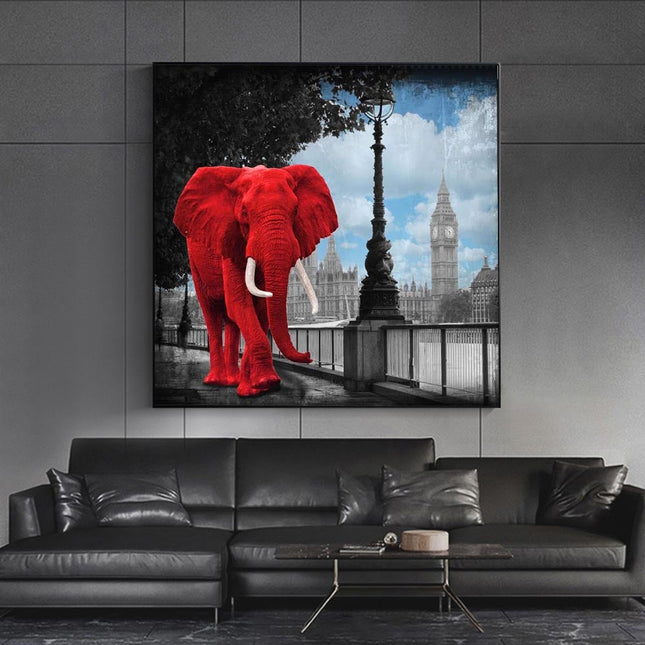 ChandelierDecor - Pop Art Animal Canvas Painting - Elephant and Rhino Wall Art