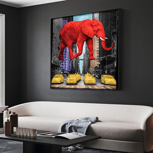 ChandelierDecor - Pop Art Animal Canvas Painting - Elephant and Rhino Wall Art