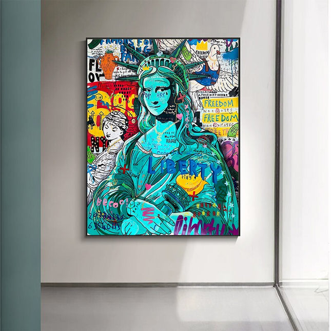 ChandelierDecor - Pop Graffiti Art Statue Of Liberty Canvas Wall Art