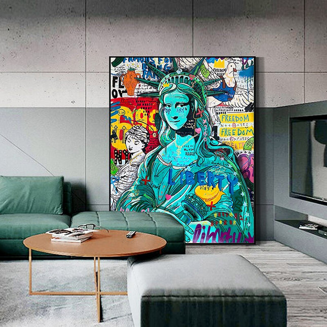 ChandelierDecor - Pop Graffiti Art Statue Of Liberty Canvas Wall Art