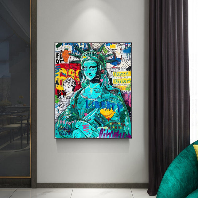 ChandelierDecor - Pop Graffiti Art Statue Of Liberty Canvas Wall Art