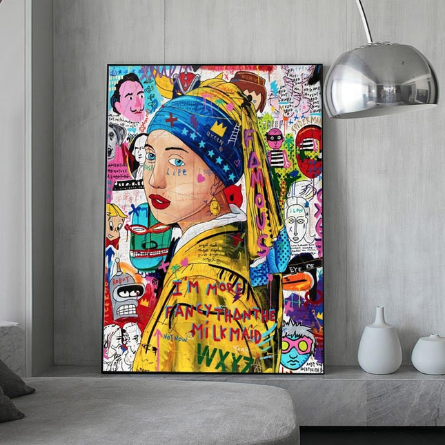 ChandelierDecor - Pop Poster Girl With The Pearl Canvas Wall Art