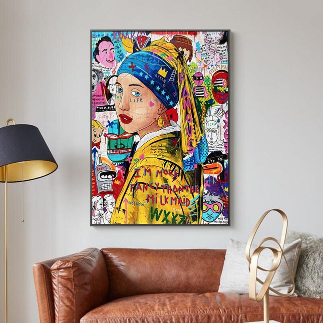 ChandelierDecor - Pop Poster Girl With The Pearl Canvas Wall Art