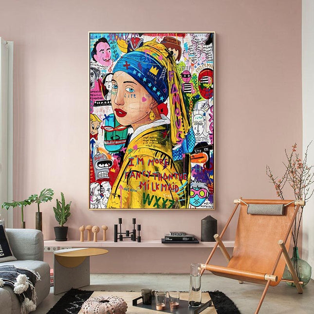 ChandelierDecor - Pop Poster Girl With The Pearl Canvas Wall Art