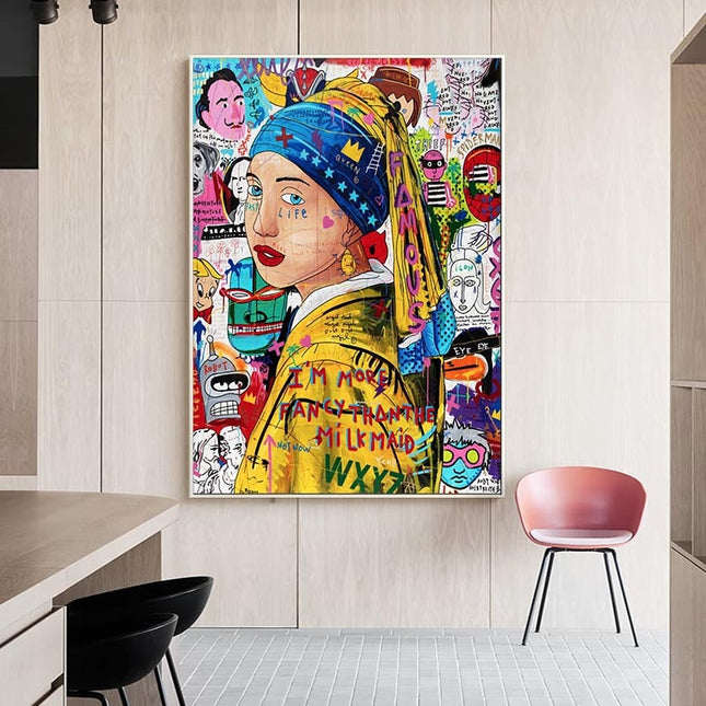ChandelierDecor - Pop Poster Girl With The Pearl Canvas Wall Art