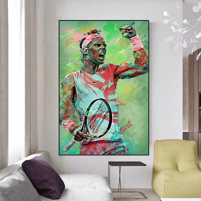 ChandelierDecor - Rafael Nadal Tennis Canvas Wall Art - Sports Legend Decor