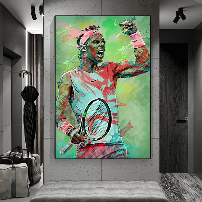 ChandelierDecor - Rafael Nadal Tennis Canvas Wall Art - Sports Legend Decor