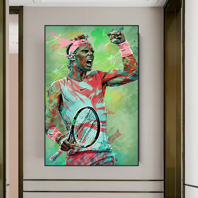ChandelierDecor - Rafael Nadal Tennis Canvas Wall Art - Sports Legend Decor
