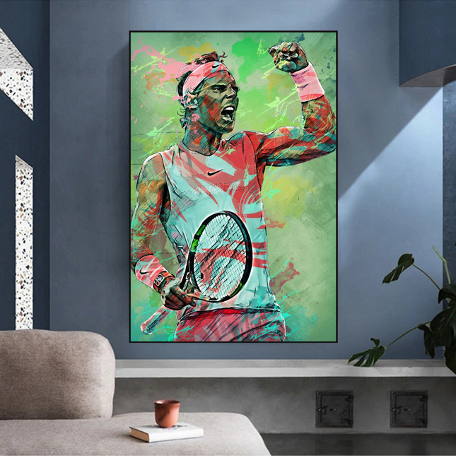 ChandelierDecor - Rafael Nadal Tennis Canvas Wall Art - Sports Legend Decor