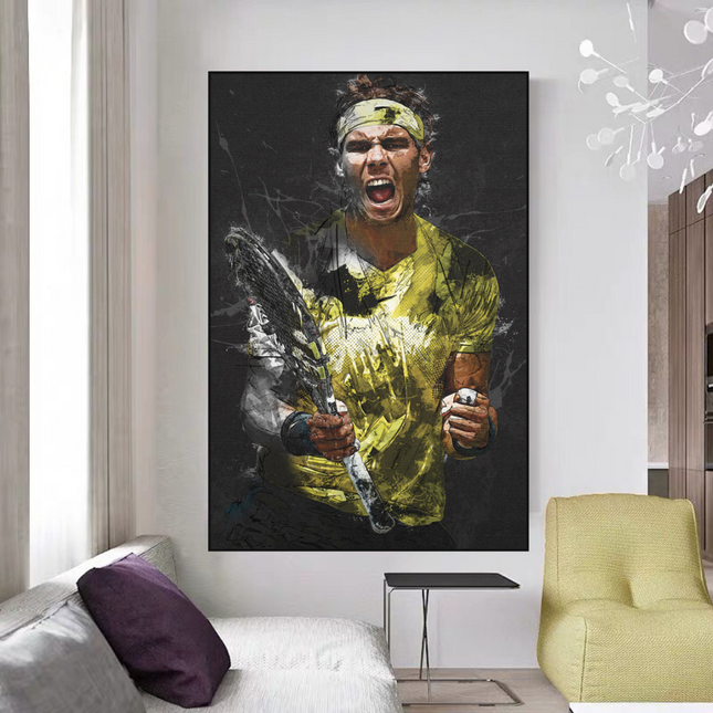 ChandelierDecor - Rafael Nadal Tennis Legend Canvas Wall Art - Famous Sports Decor