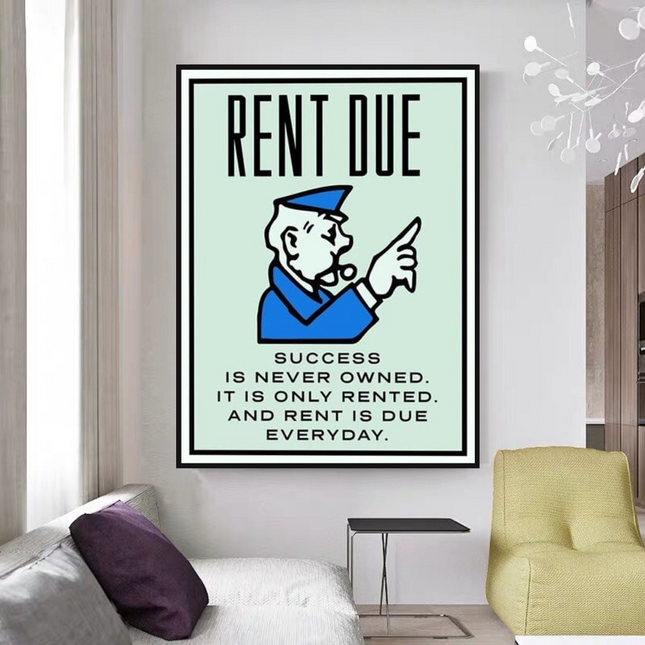 ChandelierDecor - Rent Due Board Game - Monopoly Wall Art for Game Night