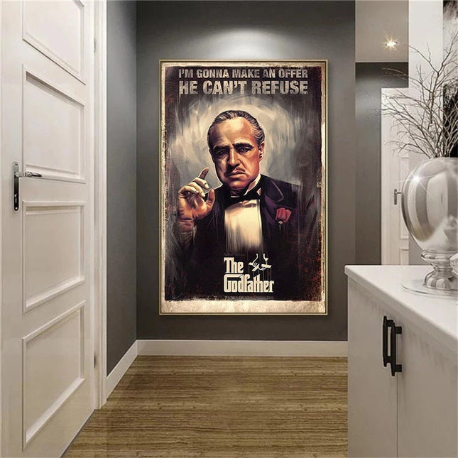 ChandelierDecor - Retro Godfather Movie Poster - Canvas Print for Living Room Decor