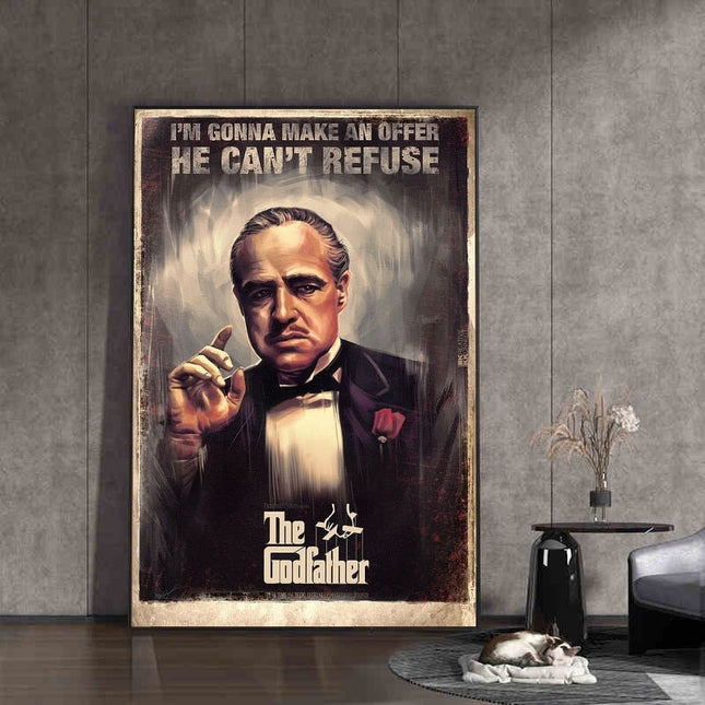 ChandelierDecor - Retro Godfather Movie Poster - Canvas Print for Living Room Decor