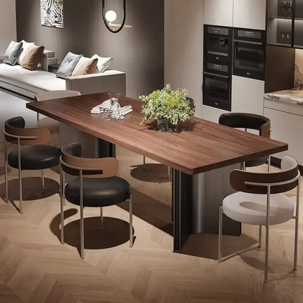 Retro Solid Wood Antique Walnut Dining Table Set – Timeless Craftsmanship-Dining Tables