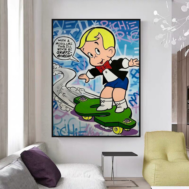 ChandelierDecor - Richie Canvas Wall Art: Enhance Your Space Money Skating