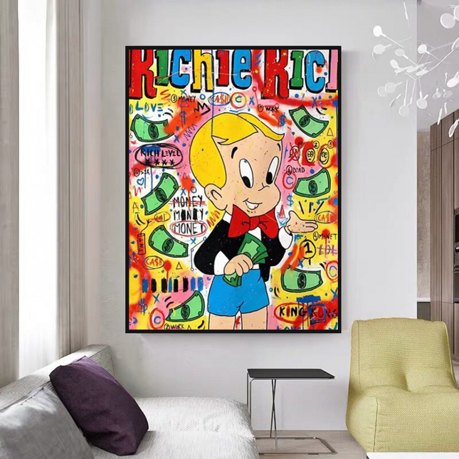 ChandelierDecor - Richie Rich Money Boy Canvas Wall Art