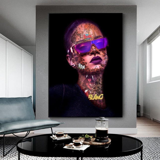ChandelierDecor - Rihanna Singer HipHop Canvas Wall Art