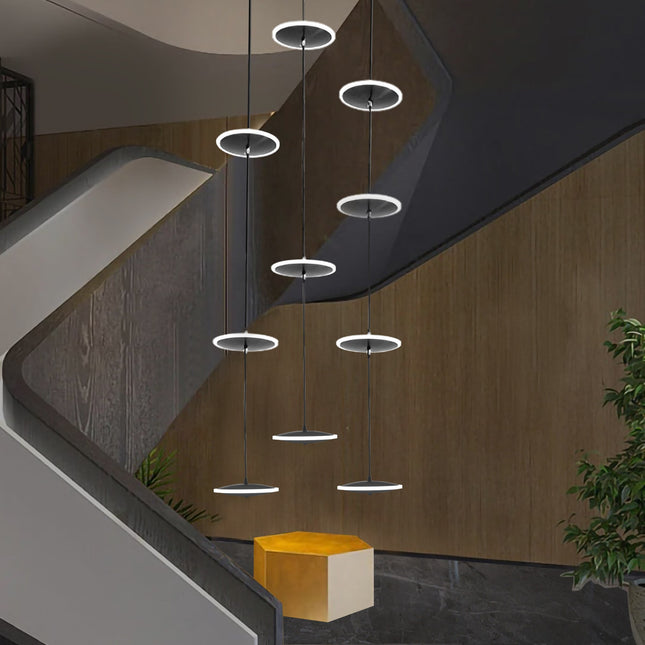 ChandelierDecor - Rings LED Plate Staircase Chandelier