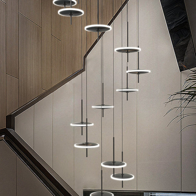 ChandelierDecor - Rings LED Plate Staircase Chandelier