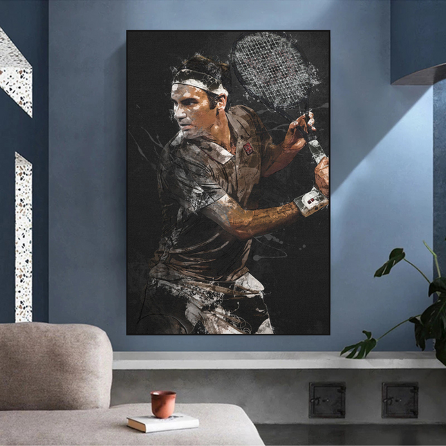 ChandelierDecor - Roger Federer Tennis Legend Canvas Wall Art - Sports Decor