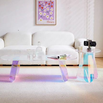 ChandelierDecor-Round Acrylic Rainbow Coffee Table – Modern Minimalist