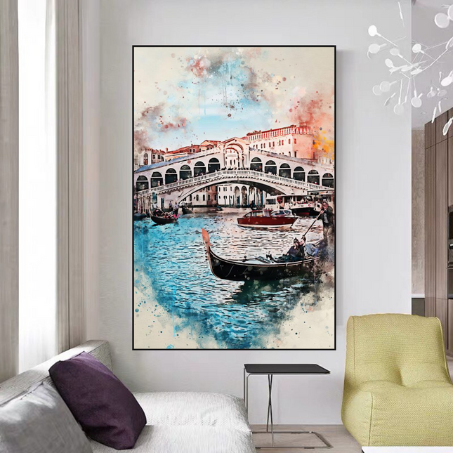 ChandelierDecor - Scenery City Venice Landscape Canvas Wall Art