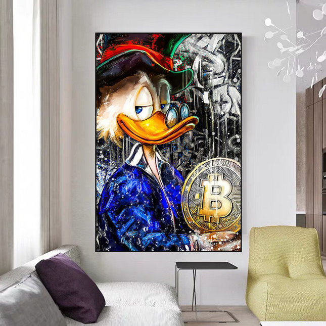 ChandelierDecor - Scrooge McDuck Bitcoin Millionaire Canvas Wall Art Poster
