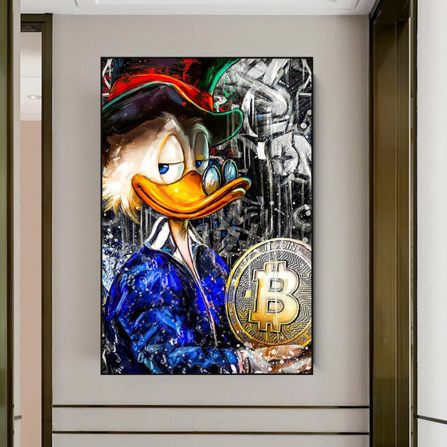 ChandelierDecor - Scrooge McDuck Bitcoin Millionaire Canvas Wall Art Poster