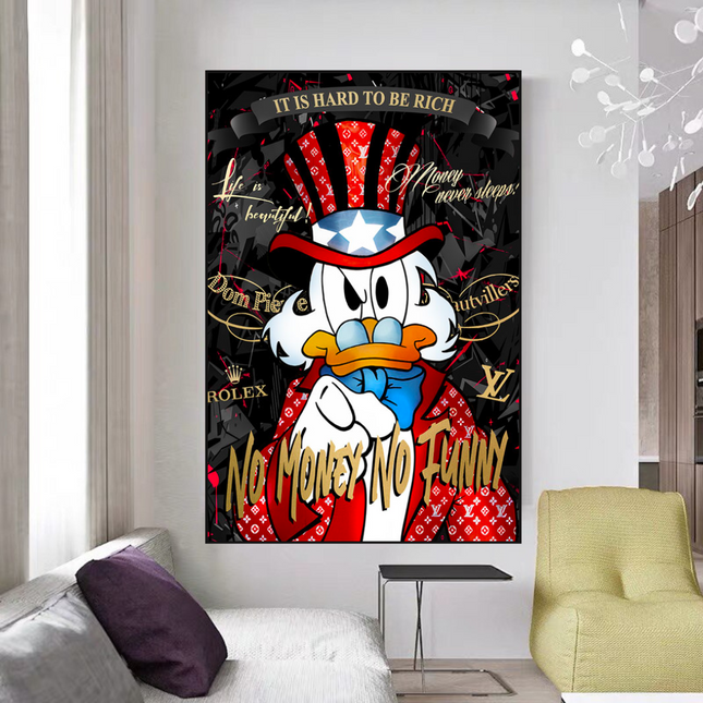 ChandelierDecor - Scrooge McDuck Canvas Wall Art - No Money No Honey