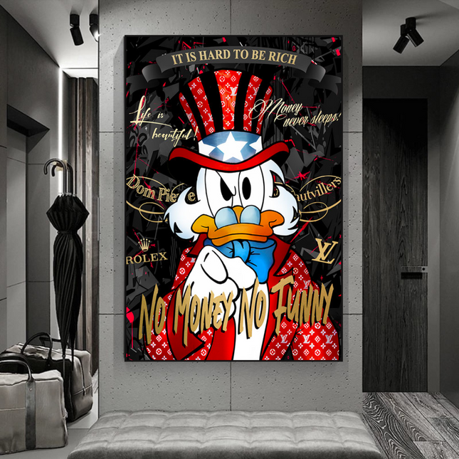 ChandelierDecor - Scrooge McDuck Canvas Wall Art - No Money No Honey