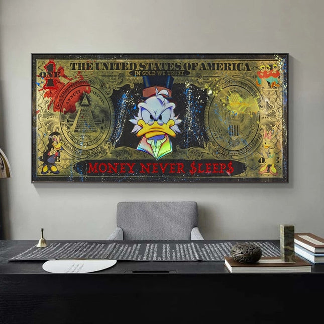 ChandelierDecor - Scrooge McDuck Money Never Sleep Wall Art