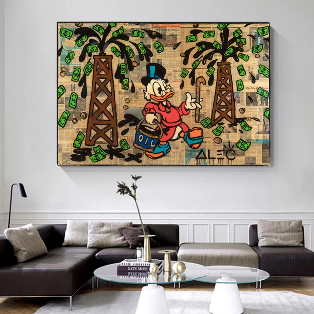 ChandelierDecor - Scrooge McDuck Oil Money Maker Millionaire by Alec Canvas Wall Art