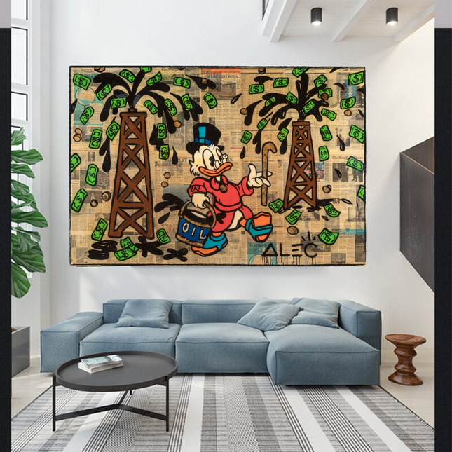 ChandelierDecor - Scrooge McDuck Oil Money Maker Millionaire by Alec Canvas Wall Art
