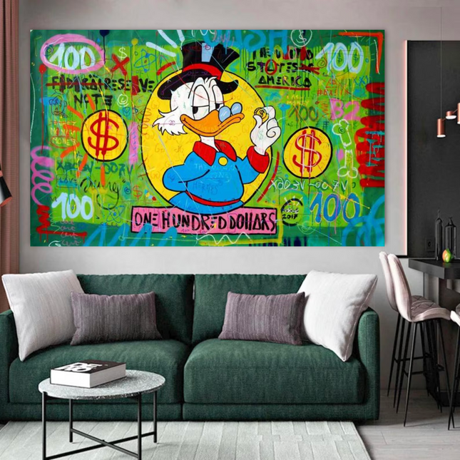 ChandelierDecor - Scrooge McDuck One Dollar Money Canvas Wall Art