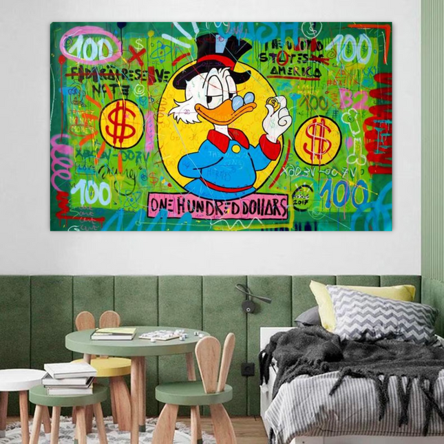 ChandelierDecor - Scrooge McDuck One Dollar Money Canvas Wall Art