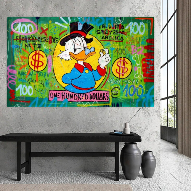 ChandelierDecor - Scrooge McDuck One Dollar Money Canvas Wall Art