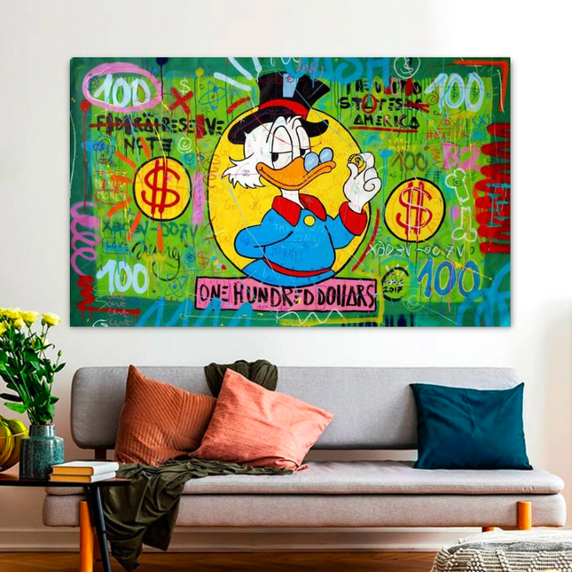 ChandelierDecor - Scrooge McDuck One Dollar Money Canvas Wall Art