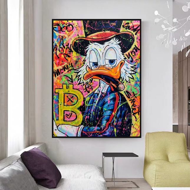 ChandelierDecor - Scrooge McDuck Pop Art Bitcoin Millionaire Canvas Wall Art