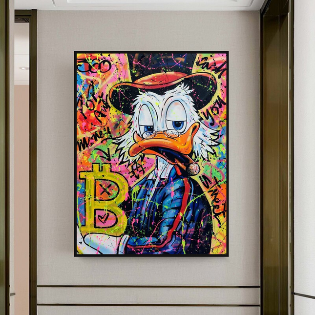 ChandelierDecor - Scrooge McDuck Pop Art Bitcoin Millionaire Canvas Wall Art