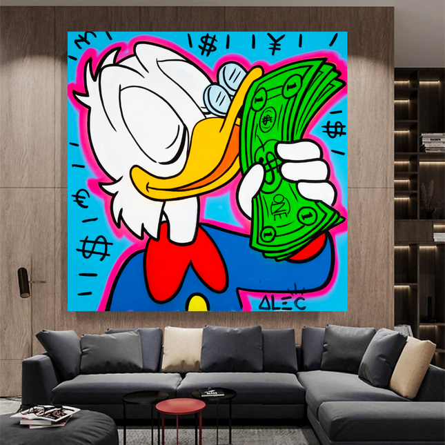ChandelierDecor - Scrooge McDuck Smells Money by Alec Canvas Wall Art
