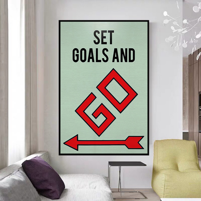 ChandelierDecor - Set Goals and Go: Monopoly Canvas Wall Art