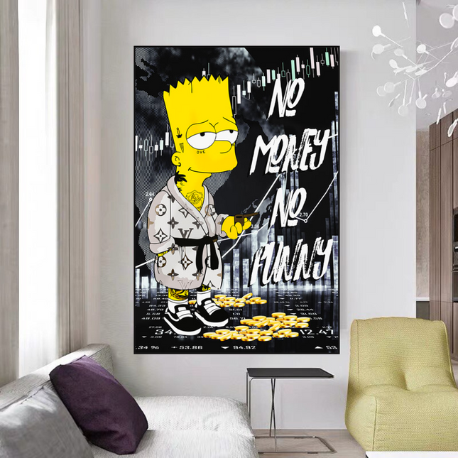 ChandelierDecor - Simpsons No Money No Funny Canvas Wall Art