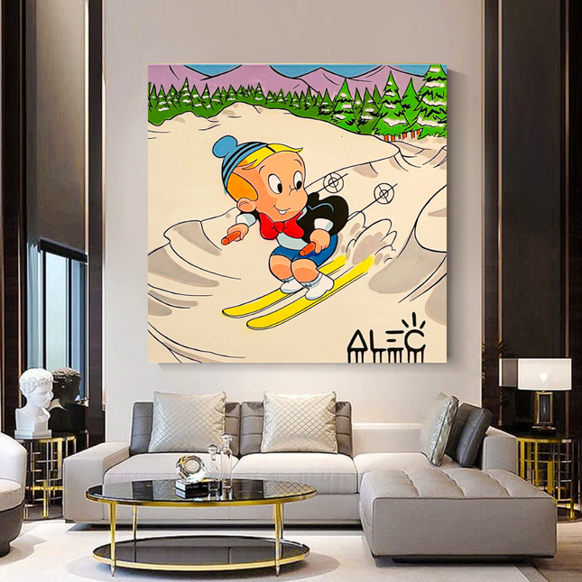 ChandelierDecor - SkiingRichie Rich Canvas Wall Art: Enhance Your Skiing D√©cor