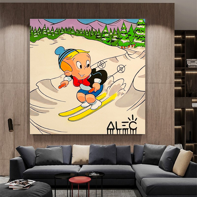 ChandelierDecor - SkiingRichie Rich Canvas Wall Art: Enhance Your Skiing D√©cor
