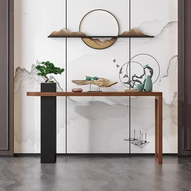 ChandelierDecor-Slim Solid Wood Console Table for Narrow Spaces