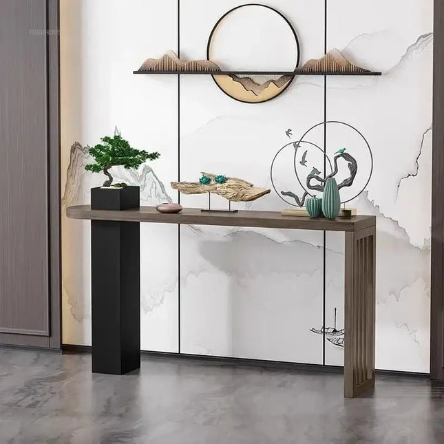 ChandelierDecor-Slim Solid Wood Console Table for Narrow Spaces